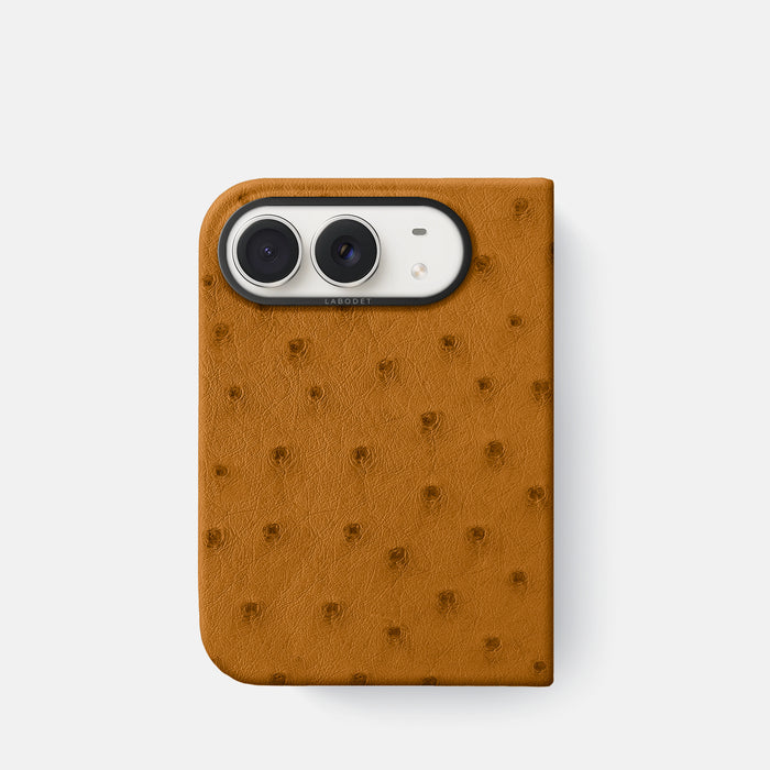 Classic Case For iPhone Duo In Ostrich -1 | Chestnut-Black