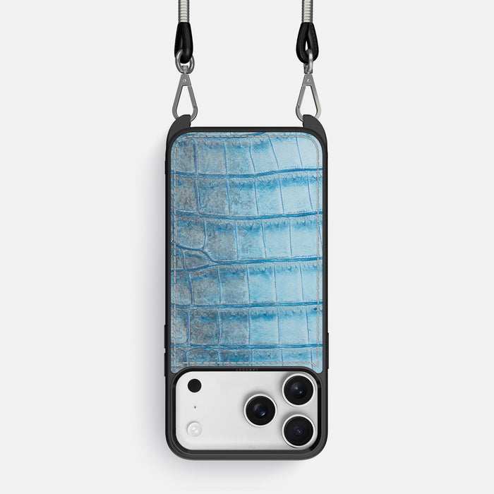Ice-Blue iPhone 17 Pro Sport Case In Himalayan Crocodile -1 | Ice-Blue