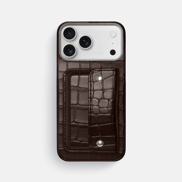 Envelope Case For iPhone 18 Pro Max In Alligator -1 | Dark-Brown-Steel
