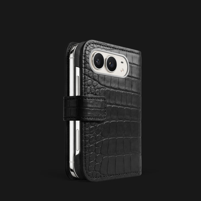 Folio Case Edition Black For iPhone Duo In Alligator -1 | Edition Black-Steel