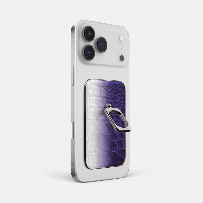Purple iPhone 17 Pro Max MagSafe Ring Himalayan Crocodile with Steel Metal -1 | Purple-Steel