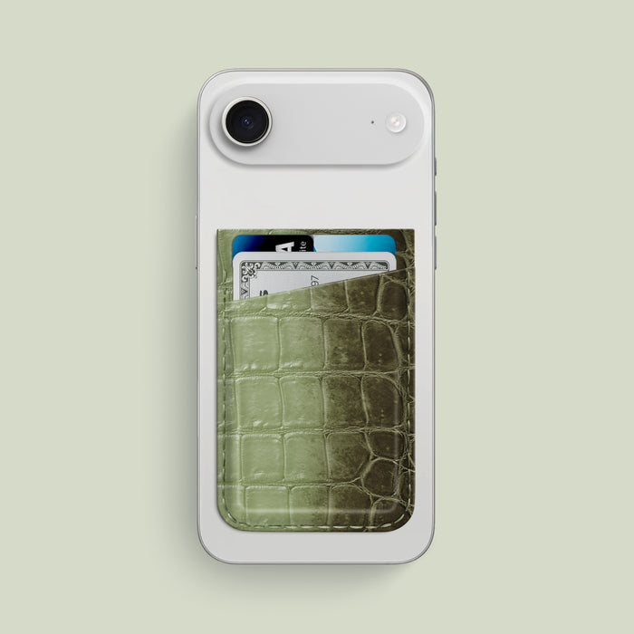 MagSafe Wallet Celadon Green For iPhone 17 Air In Himalayan Crocodile -1 | Celadon-Green