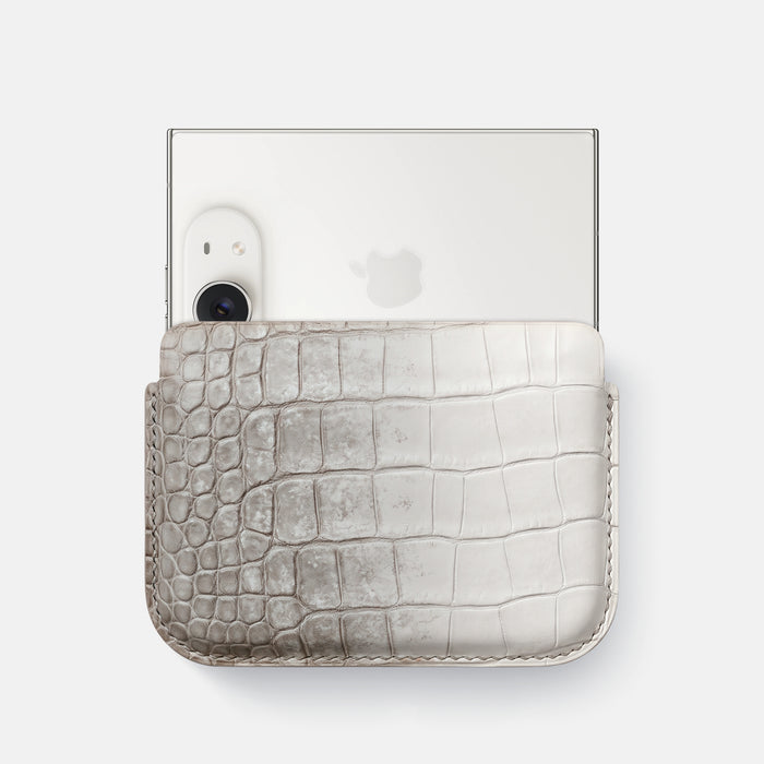Wide Crossbody Case For iPhone Duo In Himalayan Crocodile -1 | Grey