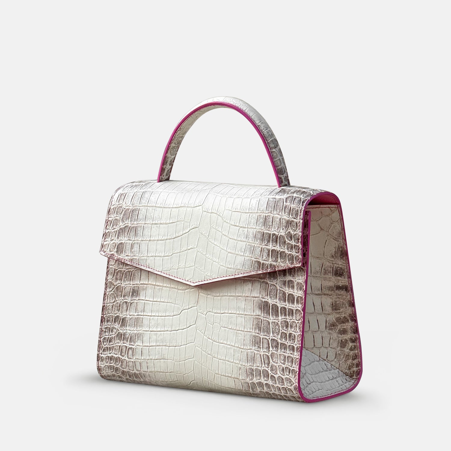 Top-handle Bag In Himalayan Crocodile -2 | Grey