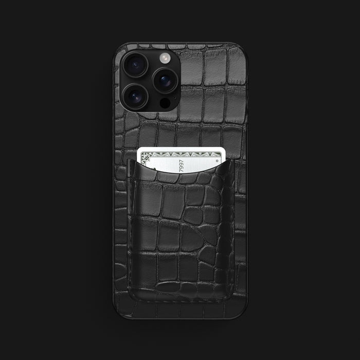 Slim Card Case Edition-Black For iPhone 16 Pro Max In Alligator -1 | Edition-Black
