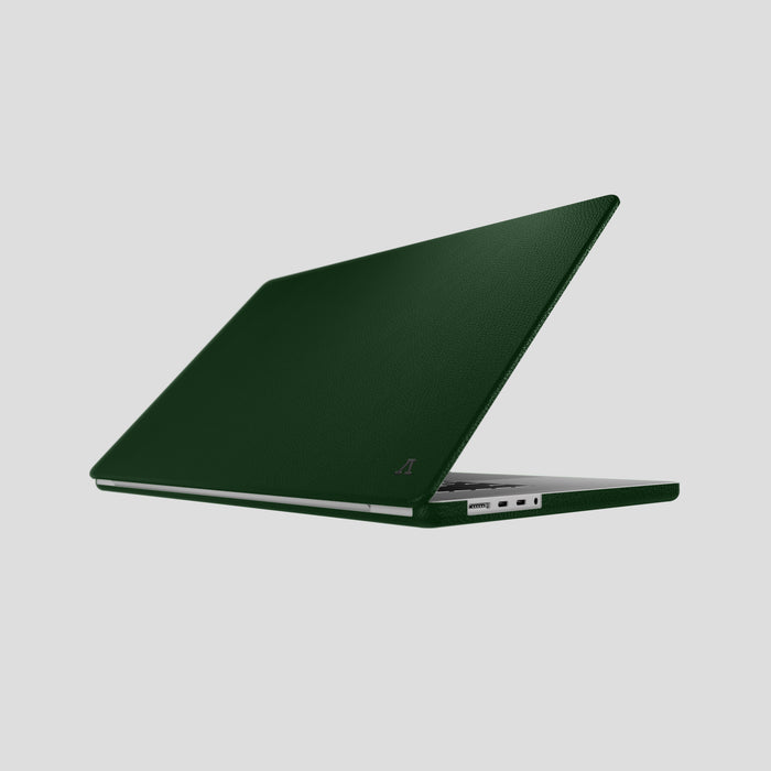 Dark Green Case For For MacBook Pro 16 Calf with Black Metal -1 | Dark-Green-Black