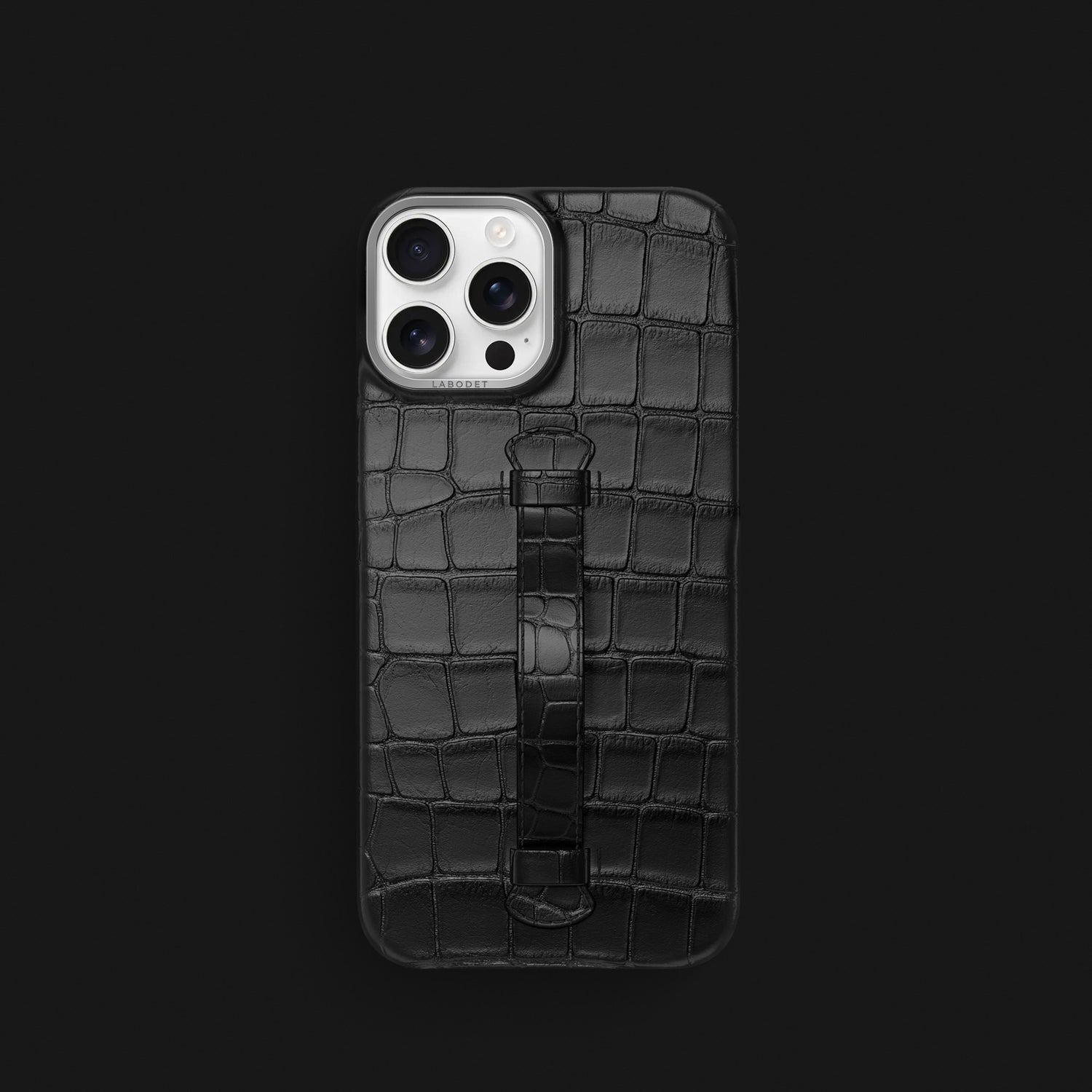 Edition-Black iPhone 16 Pro Center Handle Alligator with Steel Metal -2 | Edition-Black-Steel