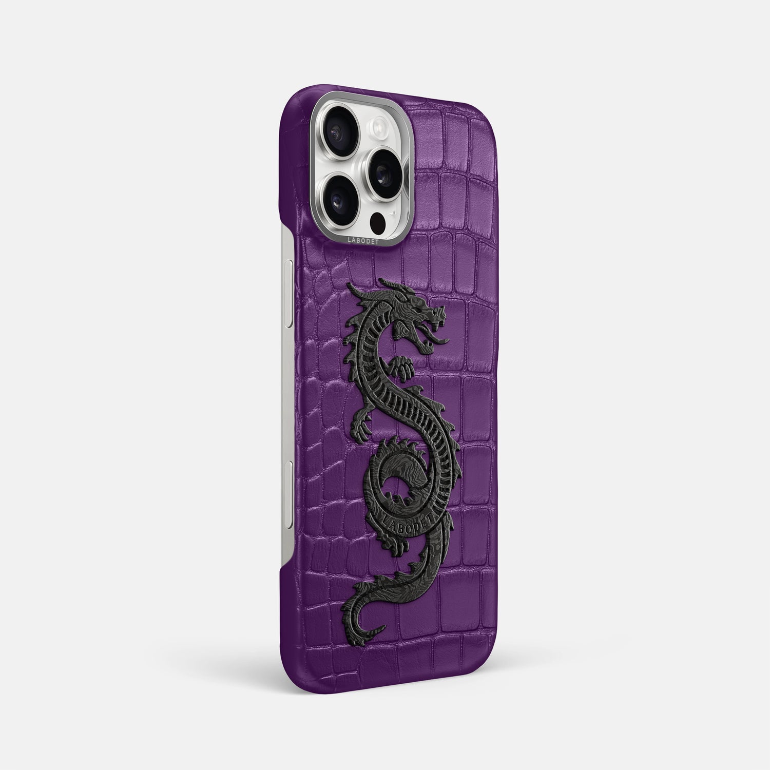 Purple iPhone 16 Pro Max Classic Case Alligator with Steel Metal -2 | Purple-Steel