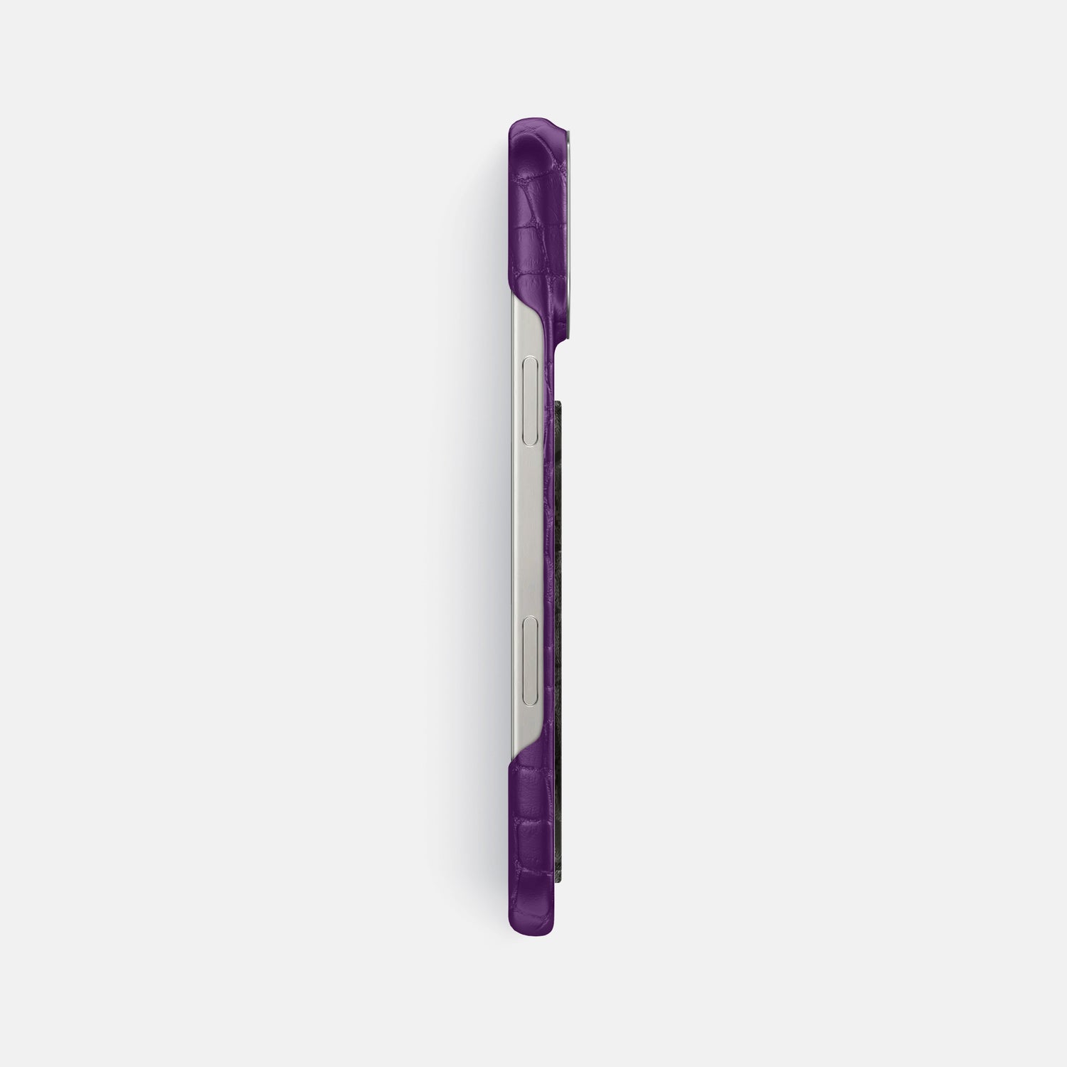 Purple iPhone 16 Pro Max Classic Case Alligator with Steel Metal -3 | Purple-Steel