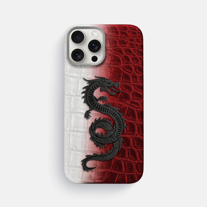 Red iPhone 16 Pro Max Classic Case Himalayan Crocodile with Steel Metal -1 | Red-Steel