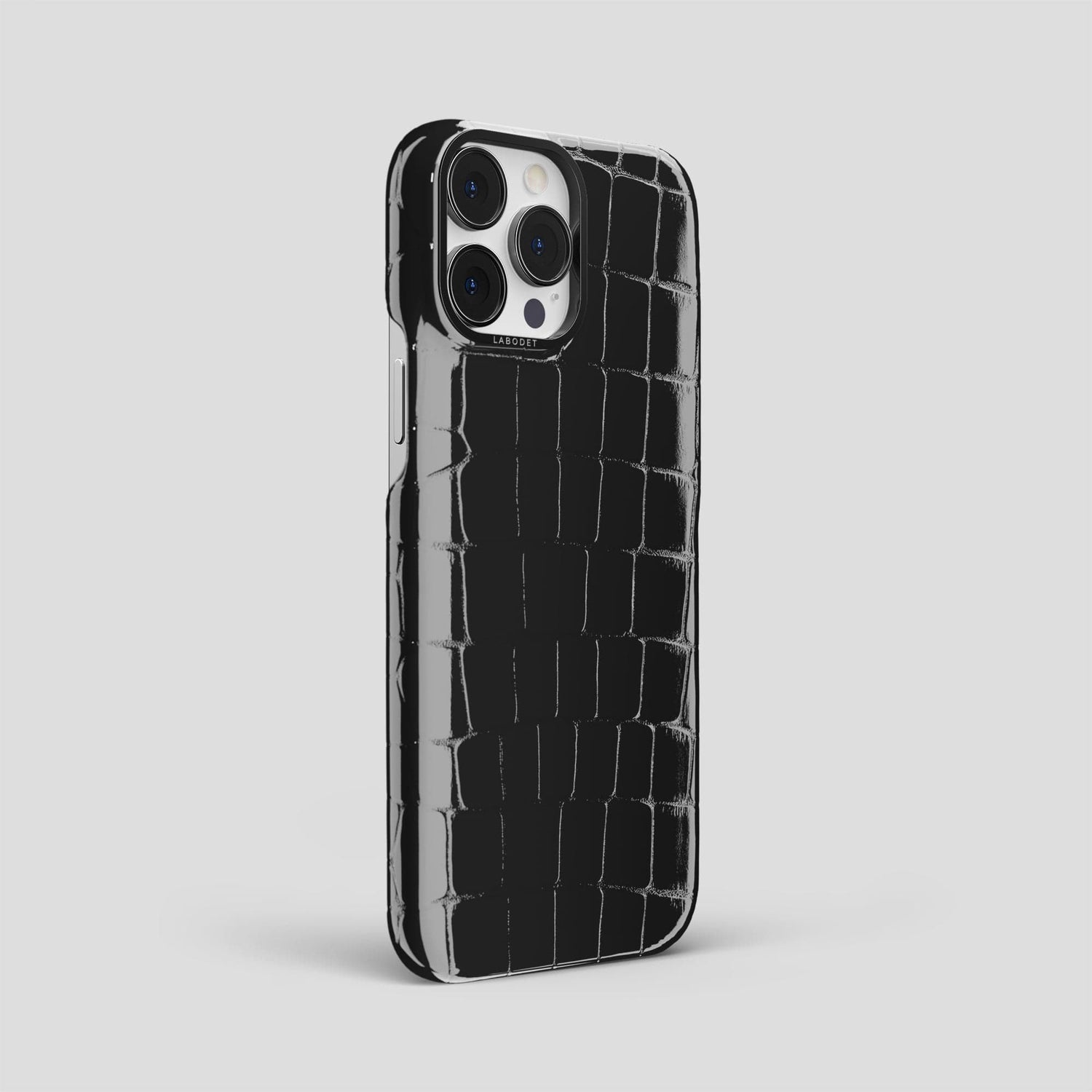 Black iPhone 15 Pro Max Classic Case Shiny Alligator with Black Metal -2 | Black-Black