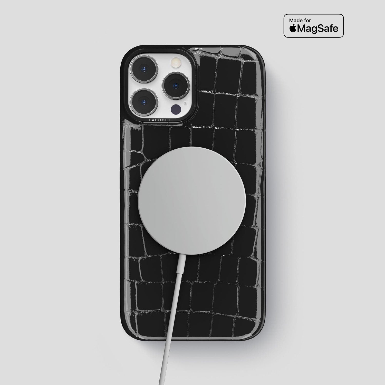 Black iPhone 15 Pro Max Classic Case Shiny Alligator with Black Metal -5 | Black-Black