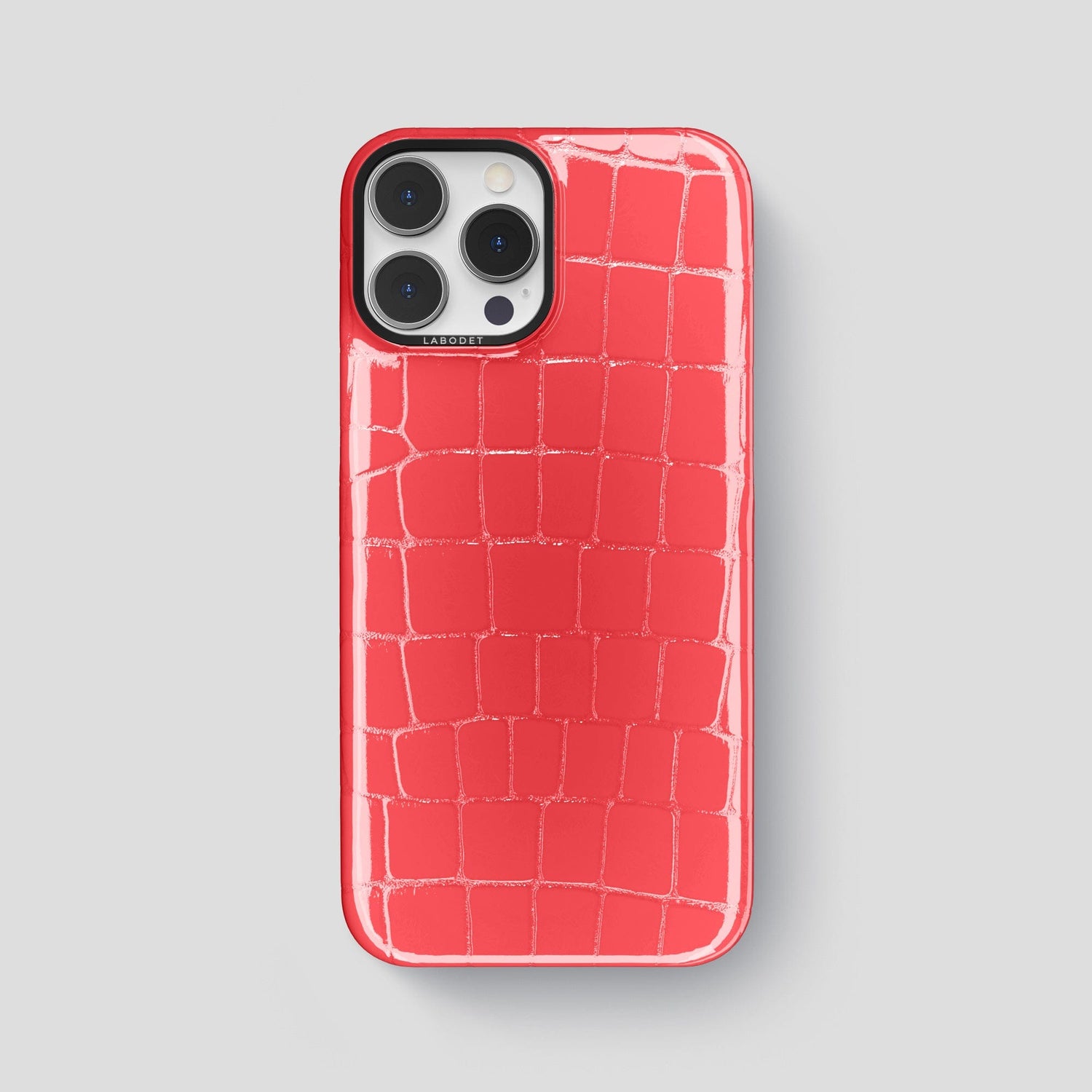 Papaya iPhone 15 Pro Max Classic Case Shiny Alligator with Black Metal -1 | Papaya-Black