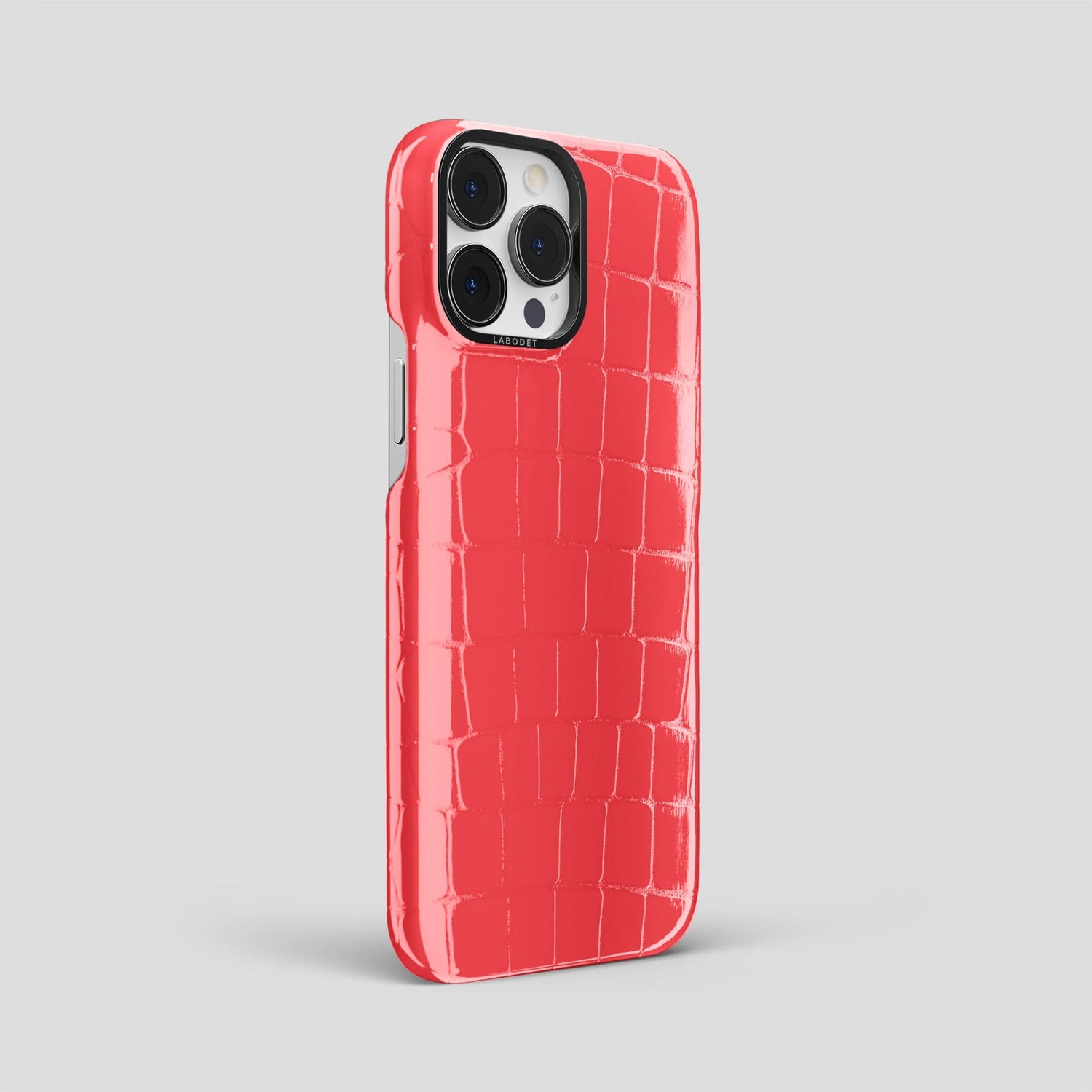 Papaya iPhone 15 Pro Max Classic Case Shiny Alligator with Black Metal -2 | Papaya-Black