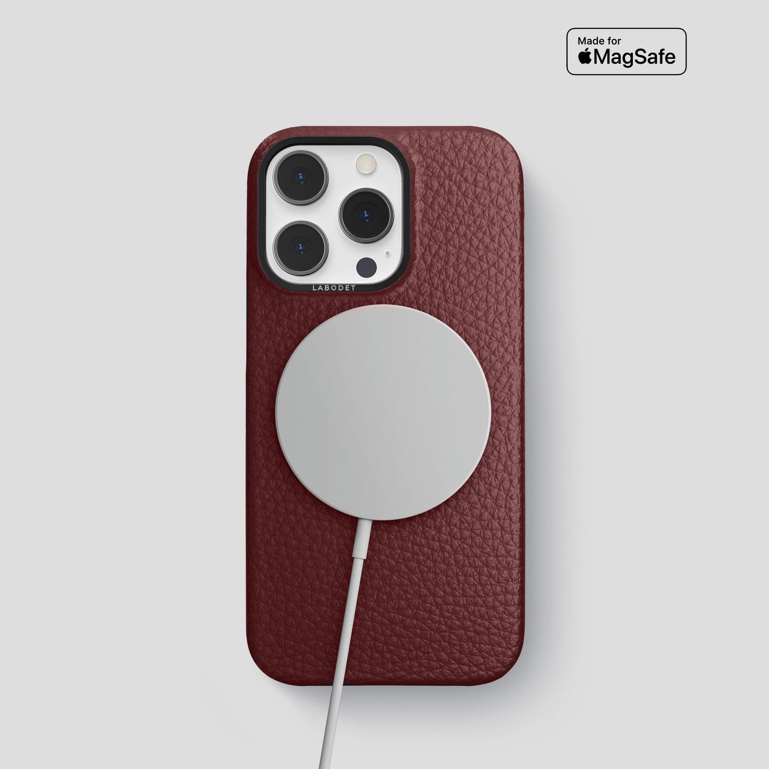 Bordeaux iPhone 15 Pro Classic Case Calf with Black Metal -5 | Bordeaux-Black