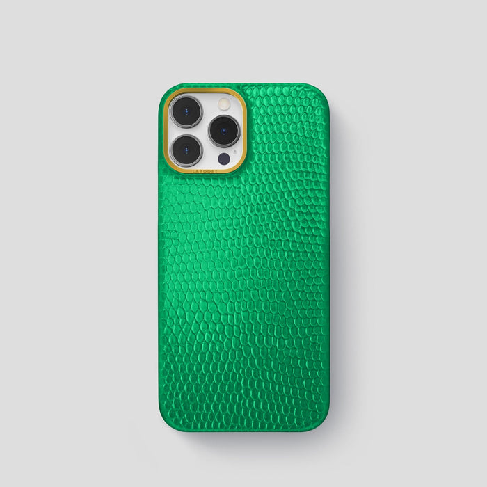 Apple-Green iPhone 15 Pro Classic Case with Gold Metal -1 | Apple-Green-Gold