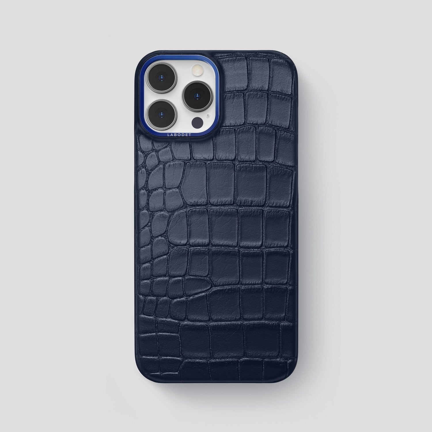 Navy Blue iPhone 15 Pro Max Classic Case Alligator with Blue Metal -1 | Navy-Blue-Blue