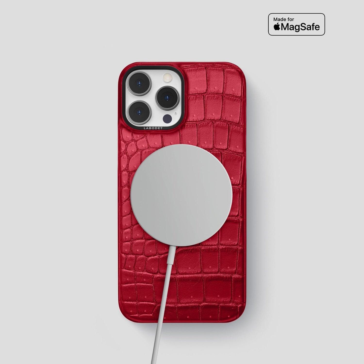 Burgundy iPhone 15 Pro Classic Case Porosus Crocodile with Black Metal -5 | Burgundy-Black
