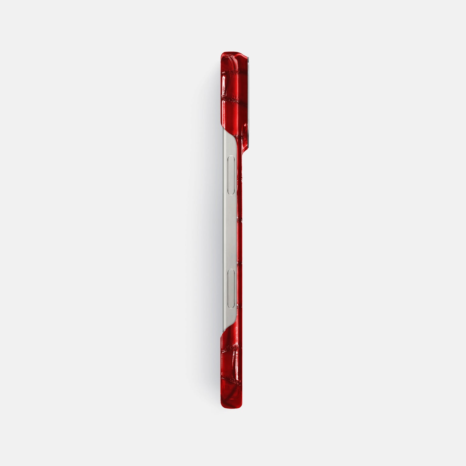 Burgundy iPhone 16 Pro Max Classic Case Patina Alligator with Steel Metal -3 | Burgundy-Steel