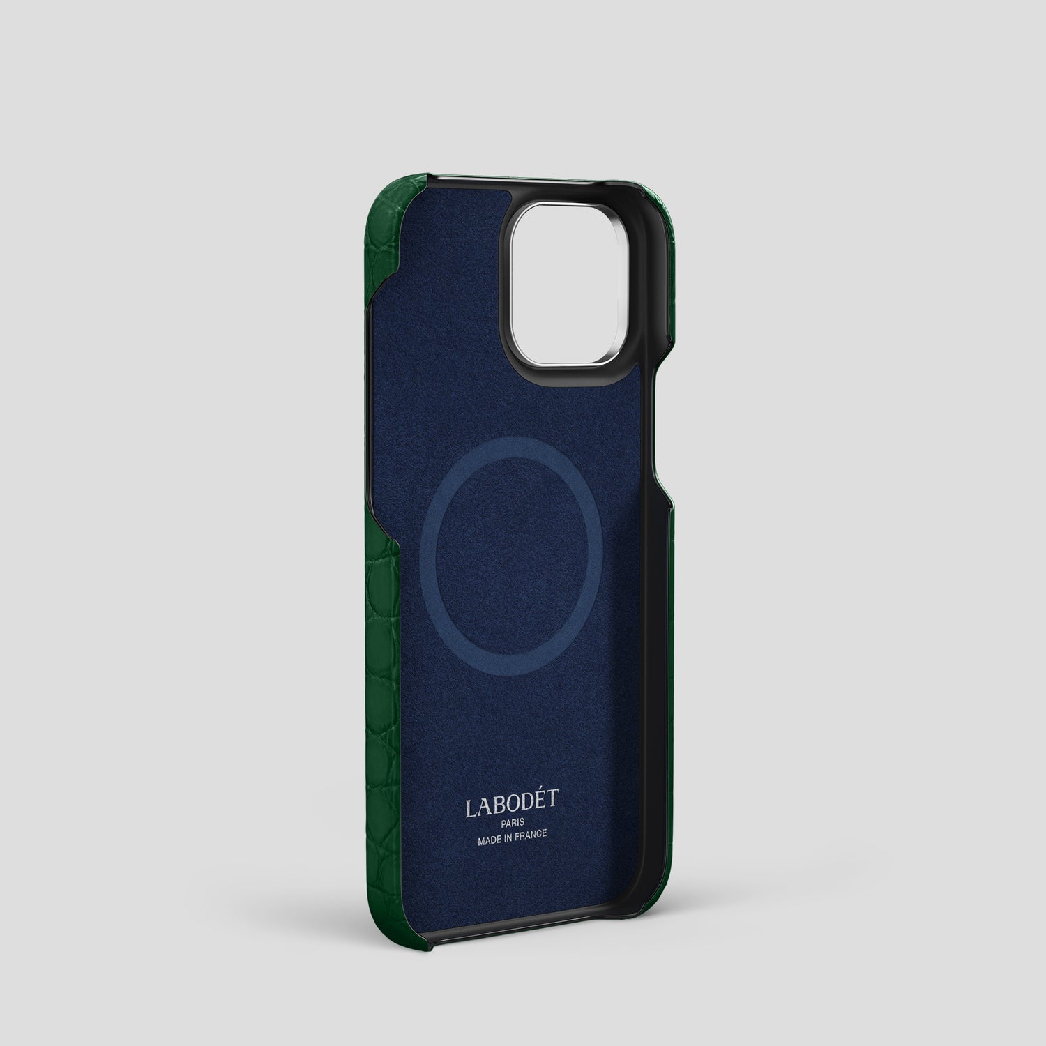 Forest-Green iPhone 15 Pro Hearts Case Alligator with Steel Metal -3 | Forest-Green-Steel
