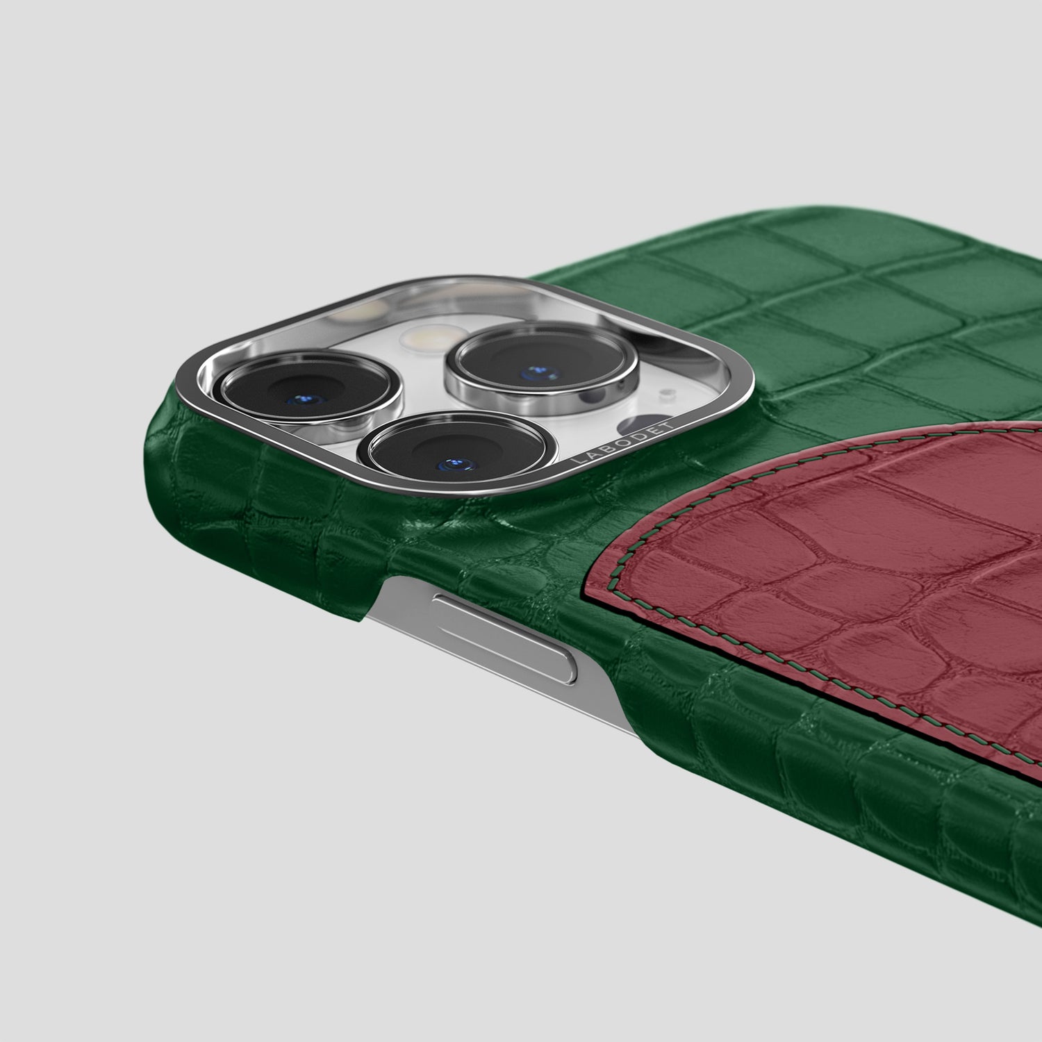 Forest-Green iPhone 15 Pro Hearts Case Alligator with Steel Metal -5 | Forest-Green-Steel