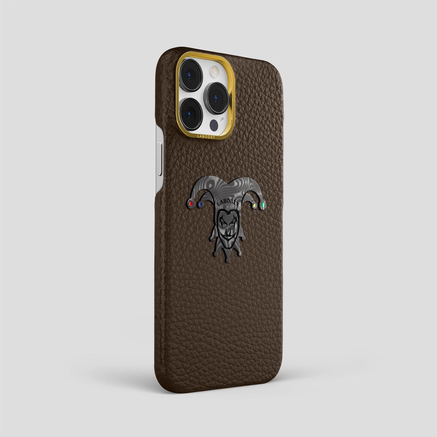 Dark Brown iPhone 14 Pro Max Classic Case Calf with Gold Metal -2 | Dark-Brown-Gold