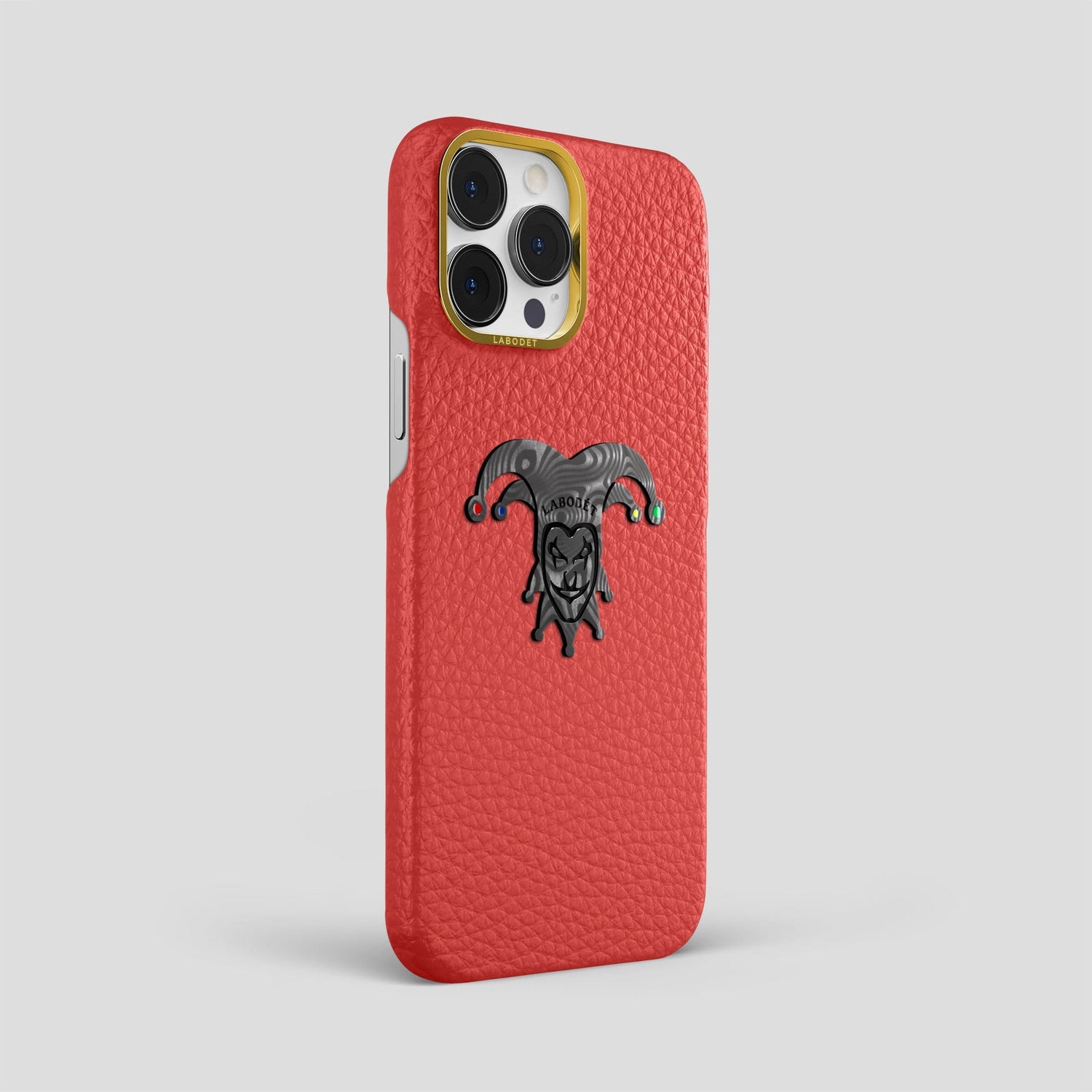 Red iPhone 14 Pro Max Classic Case Calf with Gold Metal -2 | Red-Gold