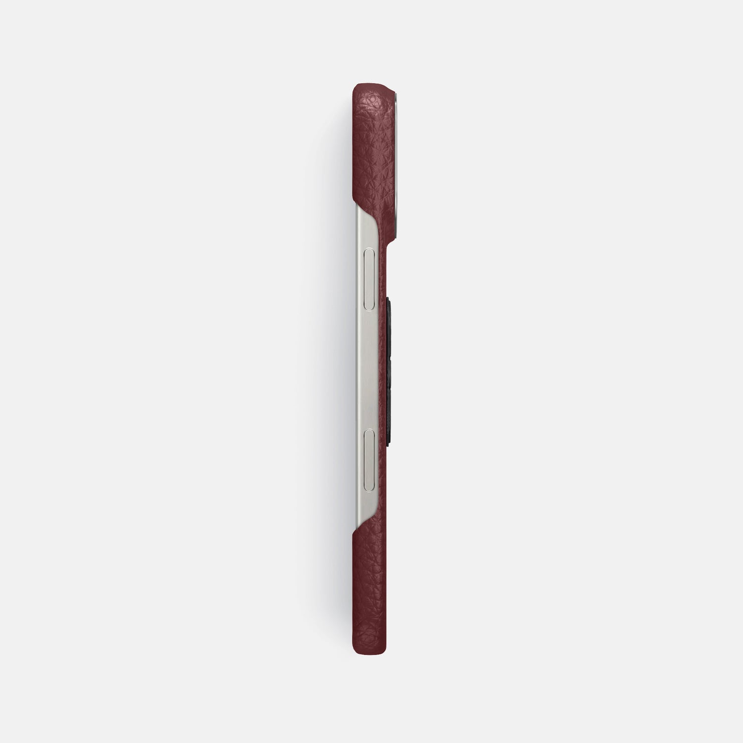 Bordeaux iPhone 16 Pro Max Classic Case Calf with Steel Metal -3 | Bordeaux-Steel