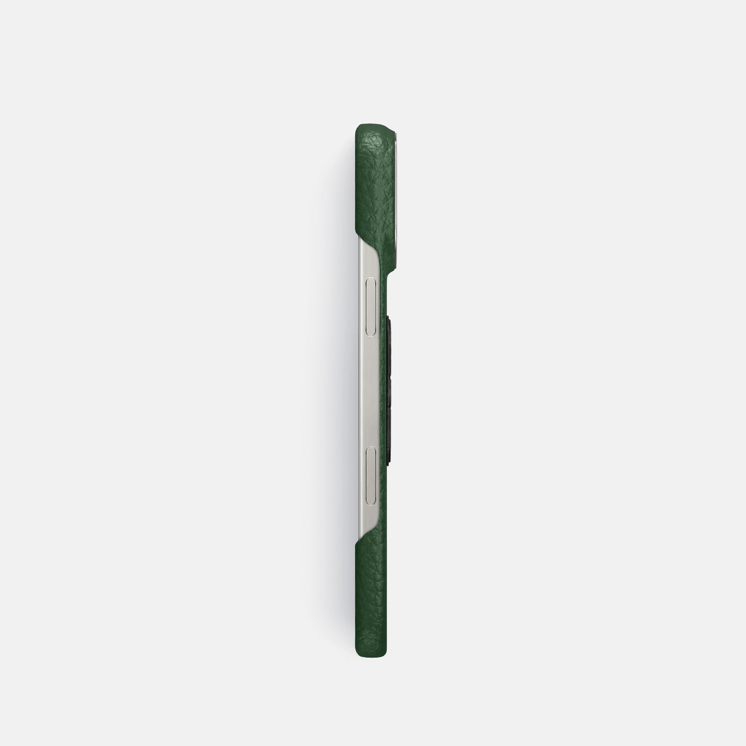 Dark Green iPhone 16 Pro Classic Case Calf with Steel Metal -3 | Dark-Green-Steel