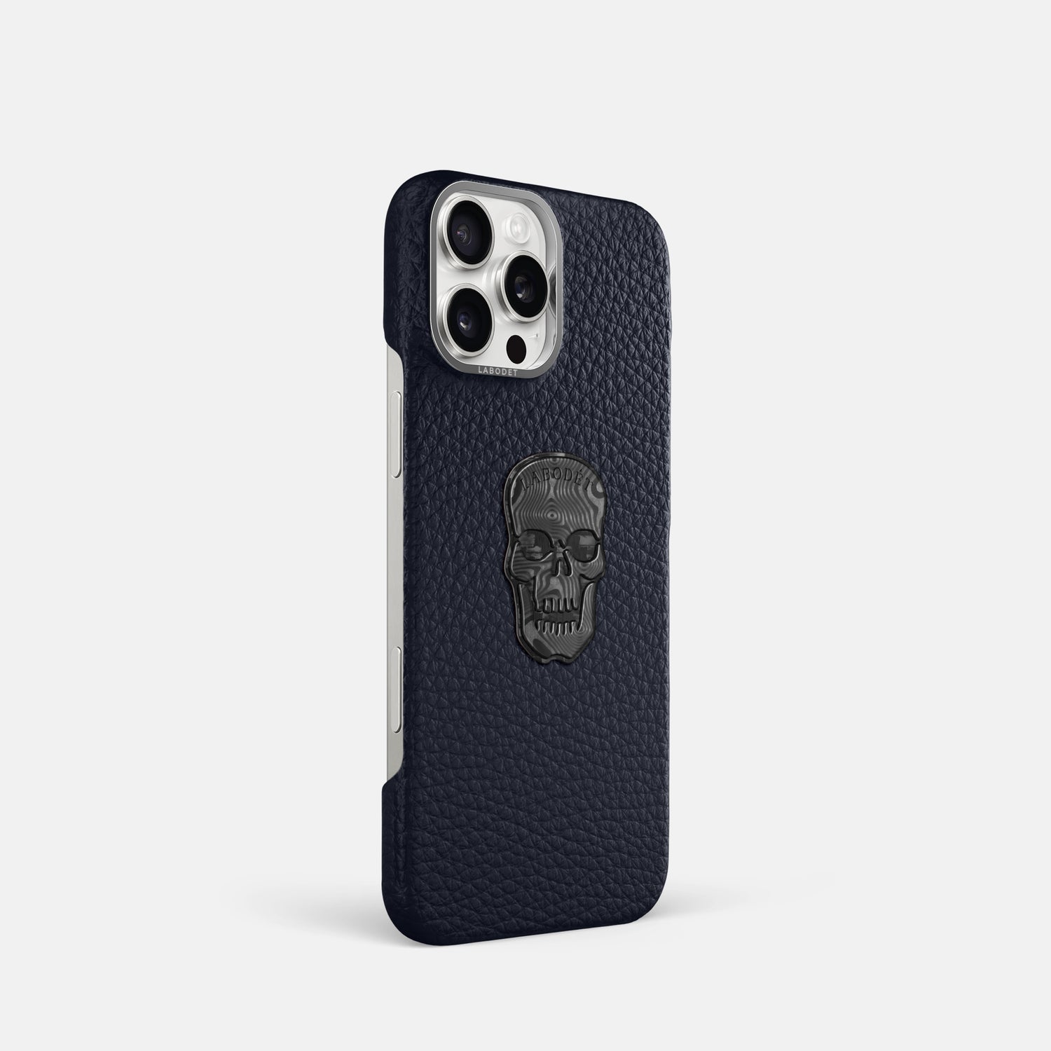 Marine iPhone 16 Pro Classic Case Calf with Steel Metal -2 | Marine-Steel
