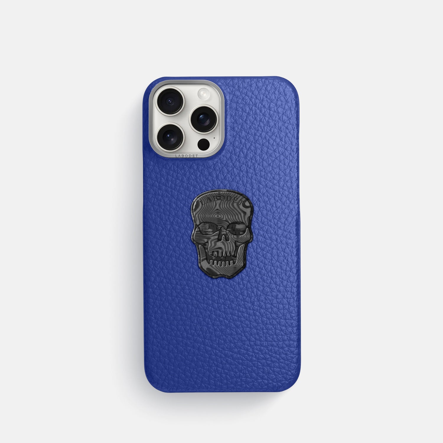 Royal Blue iPhone 16 Pro Classic Case Calf with Steel Metal -1 | Royal-Blue-Steel