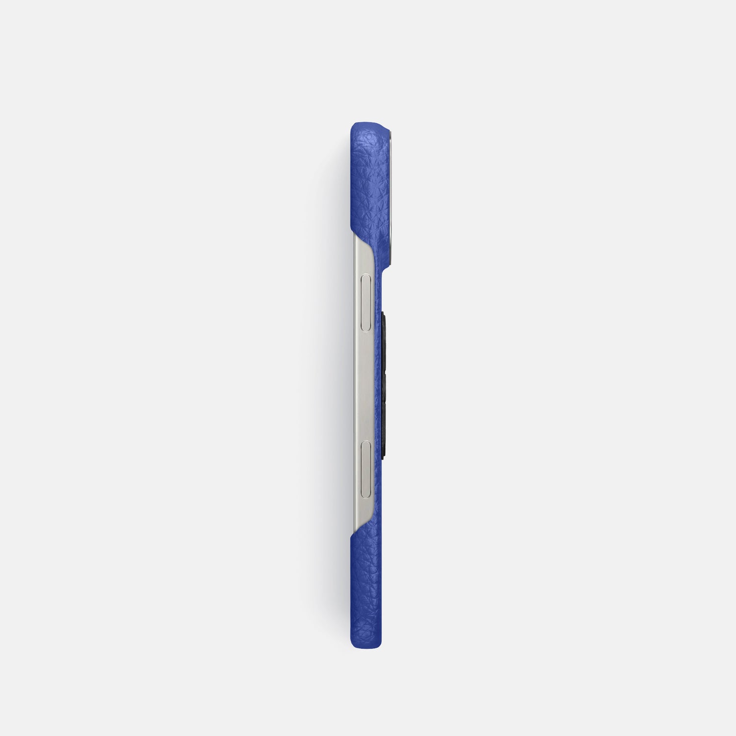 Royal Blue iPhone 16 Pro Classic Case Calf with Steel Metal -3 | Royal-Blue-Steel