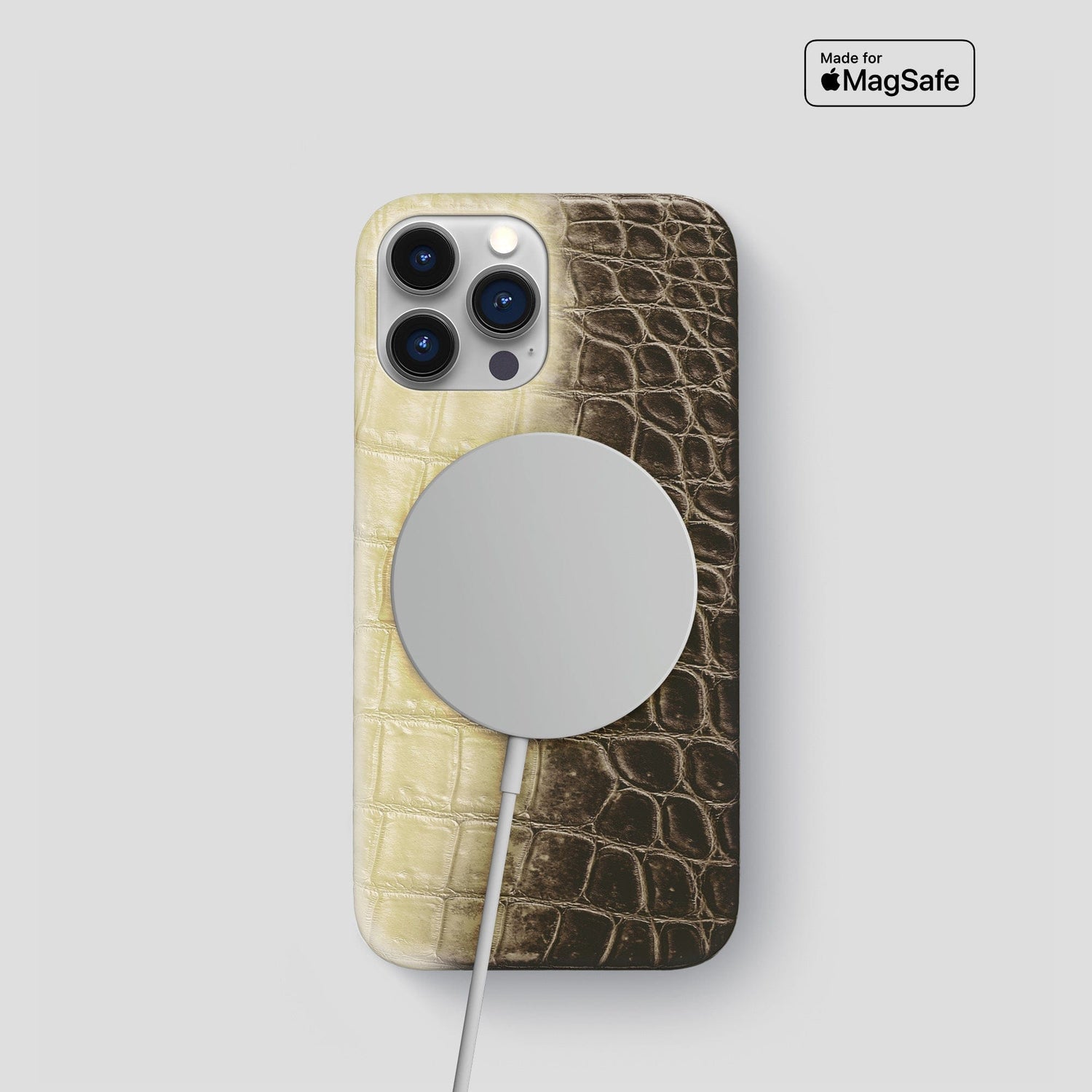Natural iPhone 15 Pro Slim Case Himalayan Crocodile -5 | Natural