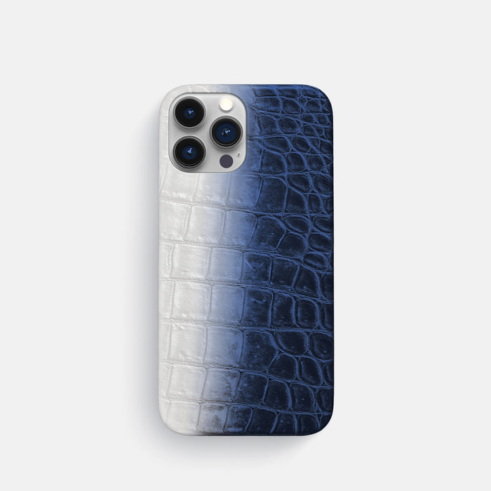 Navy Blue iPhone 16 Pro Slim Case Himalayan Crocodile -1 | Navy-Blue