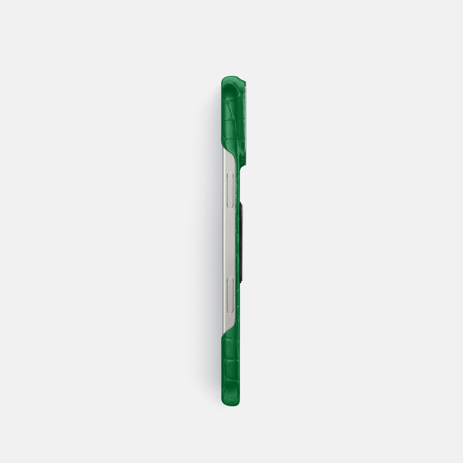 Forest-Green iPhone 16 Pro Classic Case Alligator with Steel Metal -3 | Forest-Green-Steel