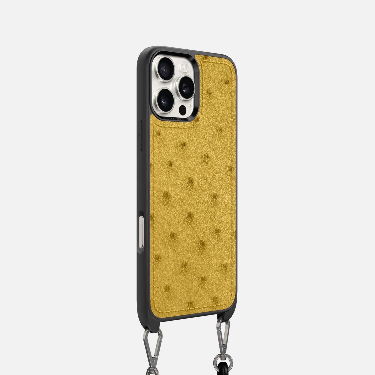 Gold iPhone 16 Pro Crossbody Case Ostrich -2 | Gold
