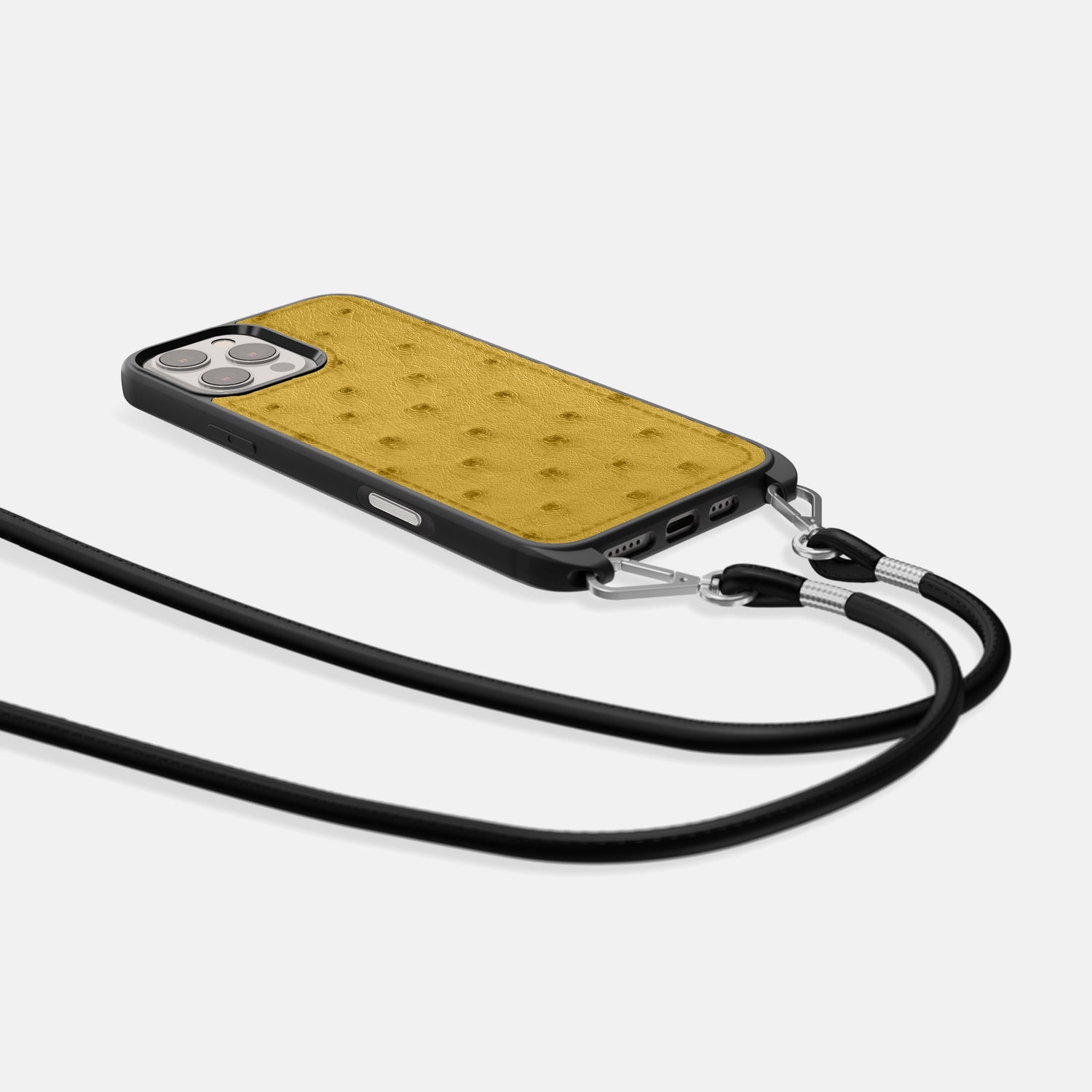 Gold iPhone 16 Pro Crossbody Case Ostrich -5 | Gold