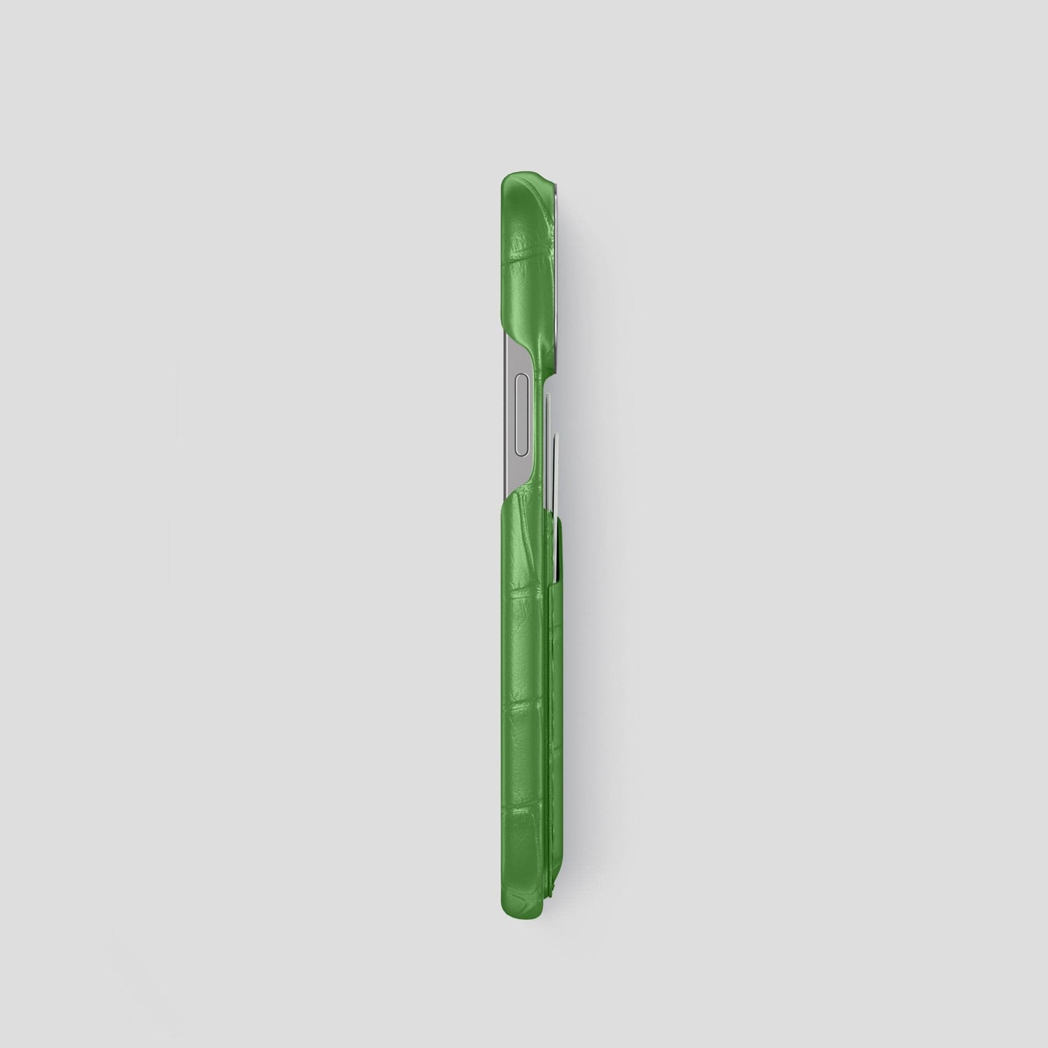 Apple-Green iPhone 14 Pro Card Case Alligator with Steel Metal -3 | Apple-Green-Steel