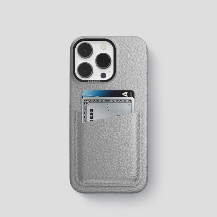 Nuage iPhone 15 Pro Card Case Calf with Black Metal -1 | Nuage-Black