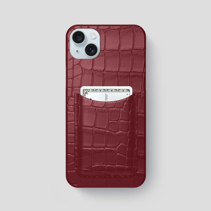 Burgundy iPhone 15 Plus Slim Card Case Alligator -1 | Burgundy