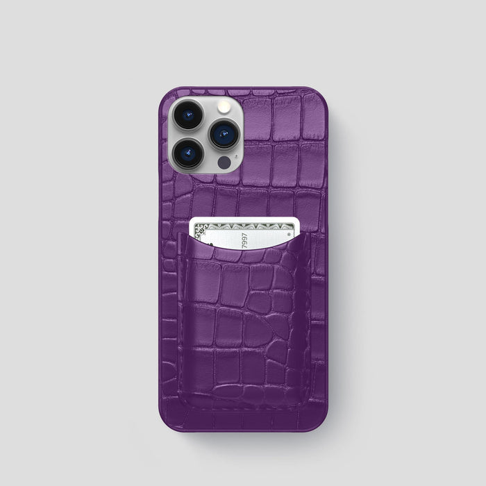 Purple iPhone 15 Pro Slim Card Case Alligator -1 | Purple