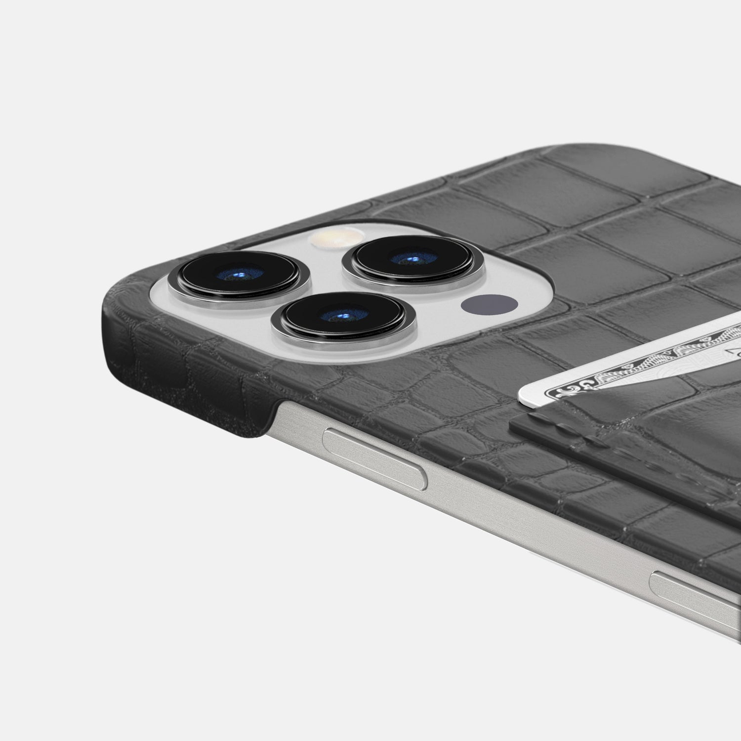 Grey iPhone 16 Pro Slim Card Case Alligator -5 | Grey