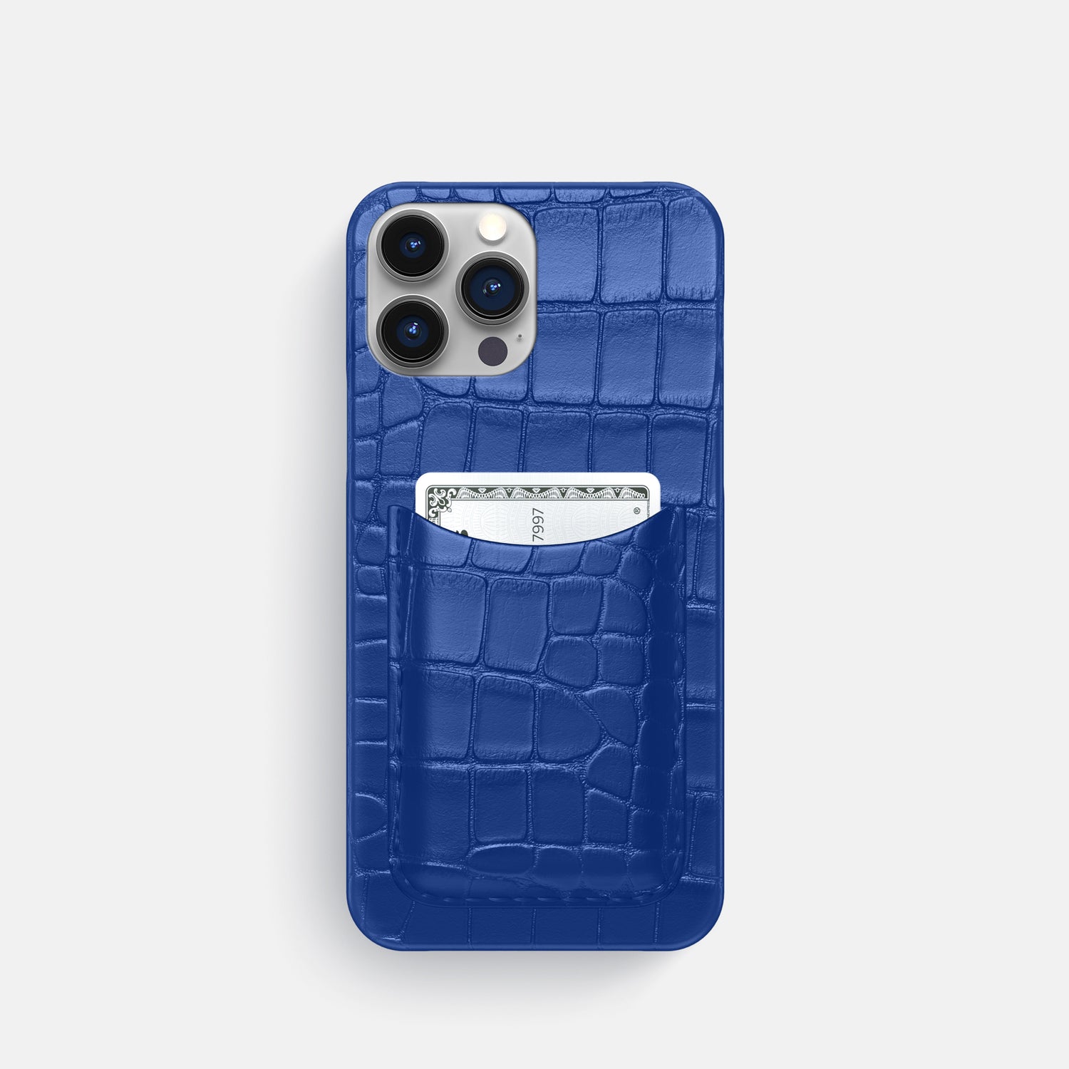 Royal Blue iPhone 16 Pro Slim Card Case Alligator -1 | Royal-Blue