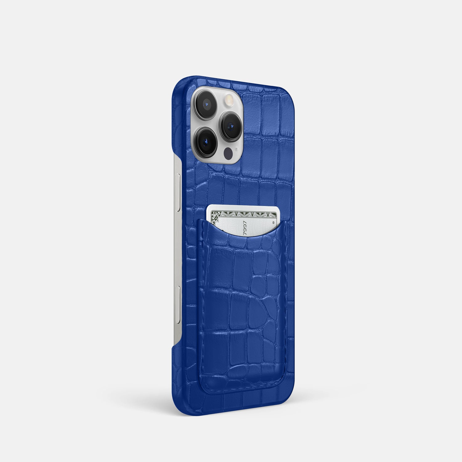 Royal Blue iPhone 16 Pro Slim Card Case Alligator -2 | Royal-Blue
