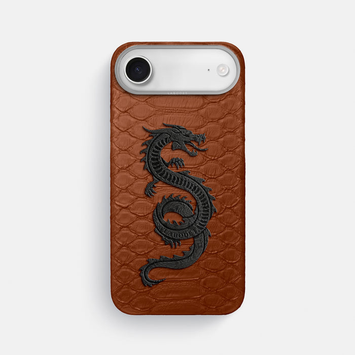 Classic Case With Carbon Dragon For iPhone 17 Air In Python -1 | Medium-Brown-Steel