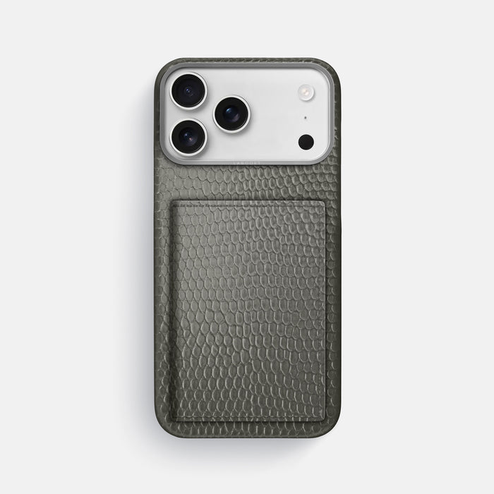 Bi-Fold Case For iPhone 17 Pro Max In Lizard -1 | Grey-Steel