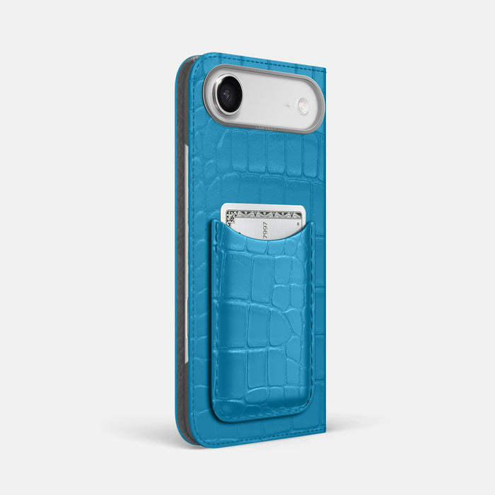 Folio Case with Card For iPhone 17 Air In Alligator -1 | Curaçao-Blue-Steel