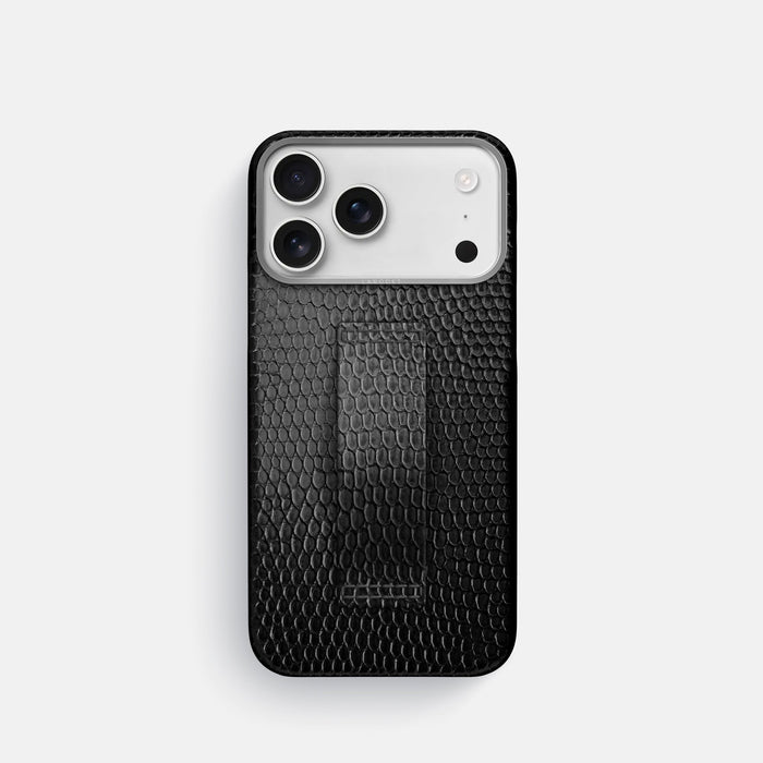 Finger Case For iPhone 18 Pro In Lizard -1 | Black-Steel