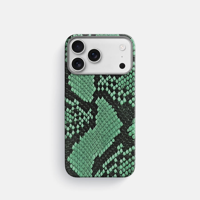 Classic Case For iPhone 18 Pro In Deluxe Python -1 | Forest-Green-Steel