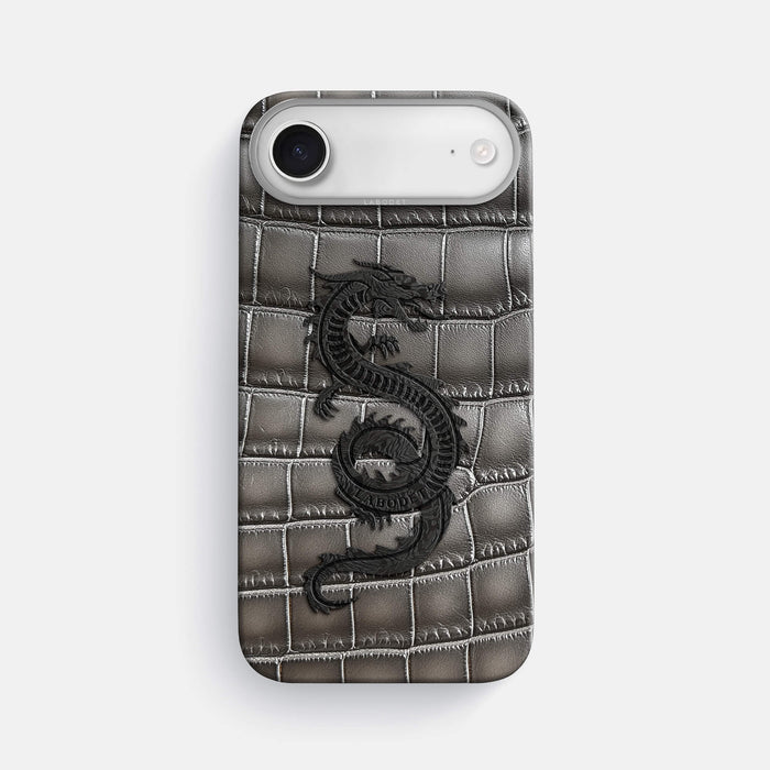 Classic Case With Carbon Dragon For iPhone 17 Air In Patina Alligator -1 | Grey-Steel